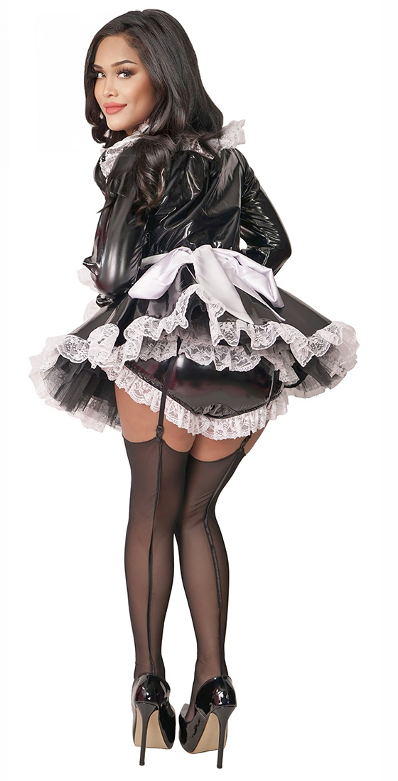 pvc french maid with long sleeves 05