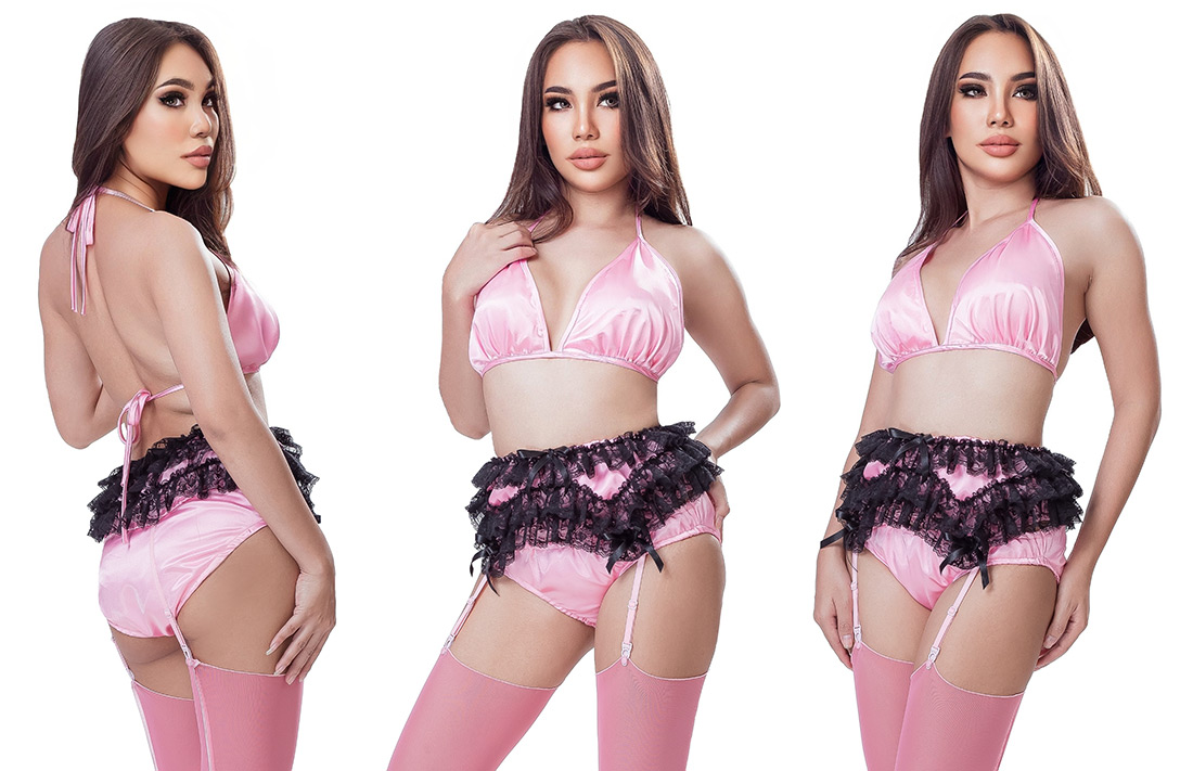candy satin and lace suspender belt 03